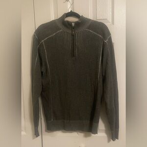 BKE Men's Charcoal and Cream Quarter Zip Sweater